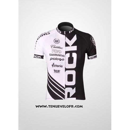 2010 Maillot Ciclismo Rock Racing Noir et Blanc Manches Courtes et Cuissard